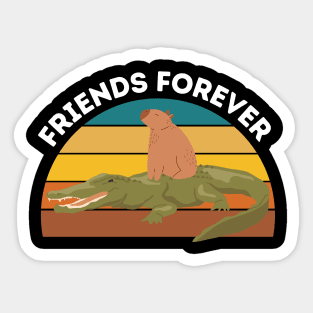 Capybara And Alligator Friendship Sticker